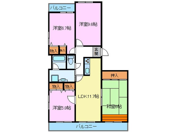 三島一番町ハイツの物件間取画像